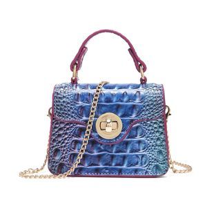 Chic Crocodile Leather Bags Mini Top-Handle Clutch Compact Evening Bag :<